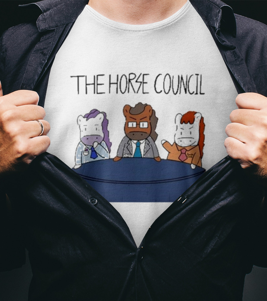 Jimothy Cool The Horse Council Cartoon Panel Meeting T-Shirt