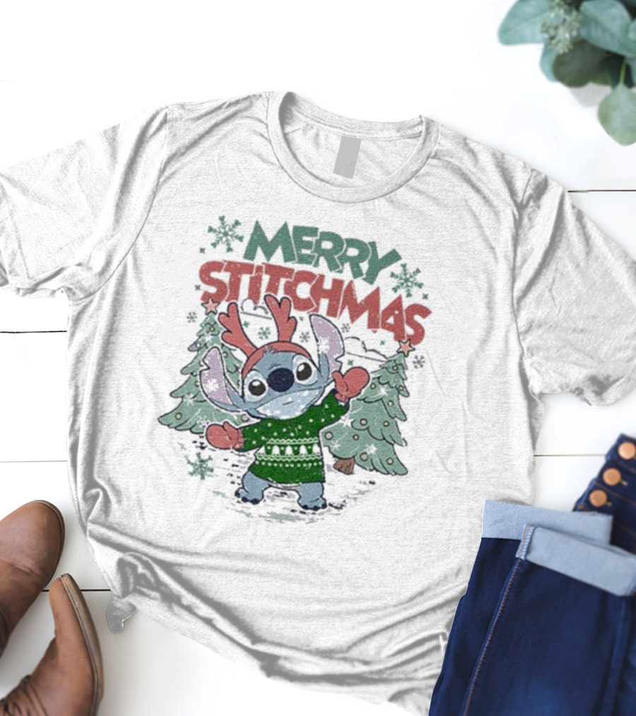 Merry Stitchmas Lilo And Stitch Christmas Holiday T-Shirt