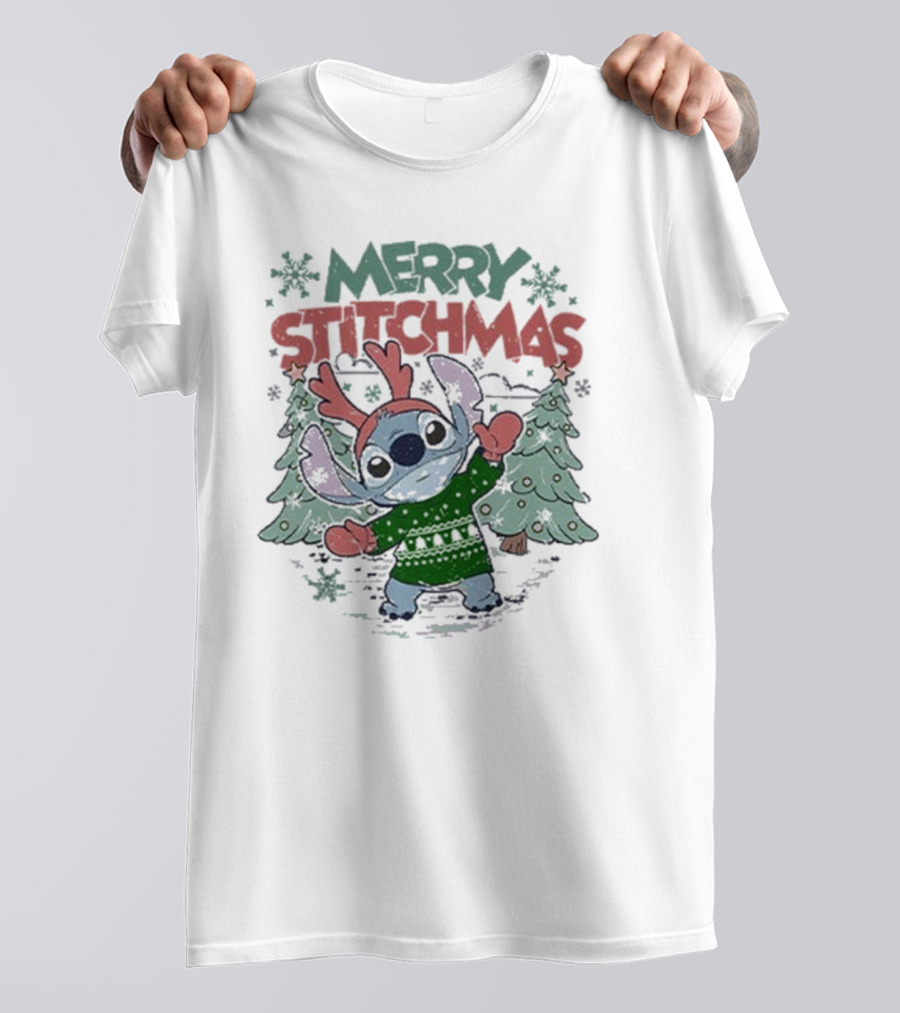Merry Stitchmas Lilo And Stitch Christmas Holiday T-Shirt