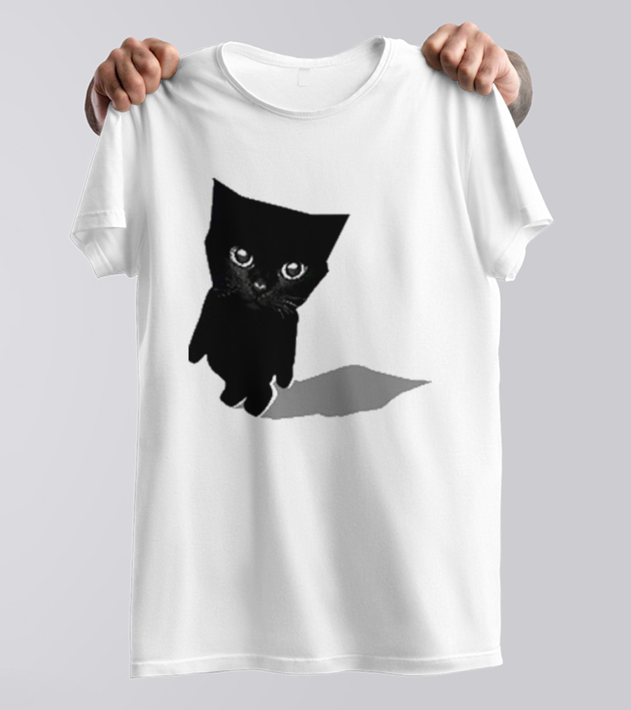 Sluj Art Bro Cute Black Cat Pixelated T-Shirt