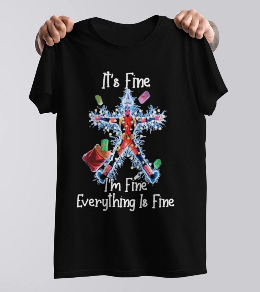 Deadpool Christmas It's Fine I'm Fine Everything Is Fine Light String Snowflake T-Shirt