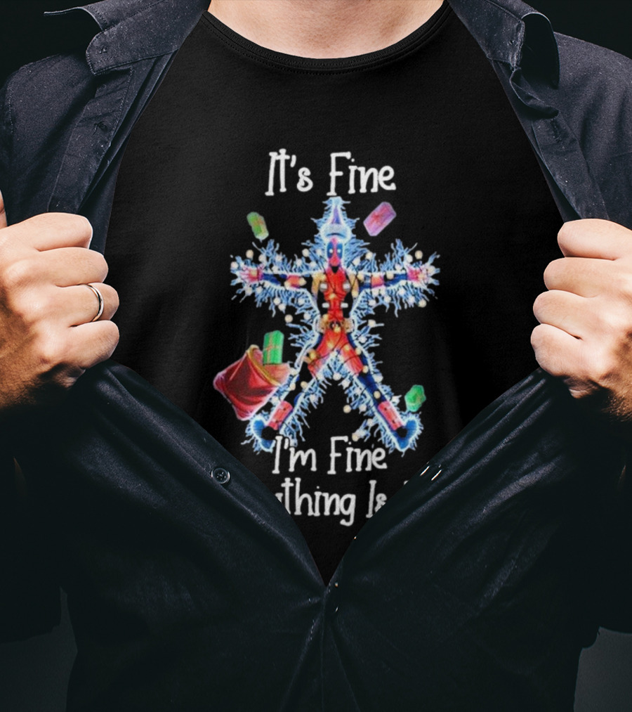 Deadpool Christmas It's Fine I'm Fine Everything Is Fine Light String Snowflake T-Shirt