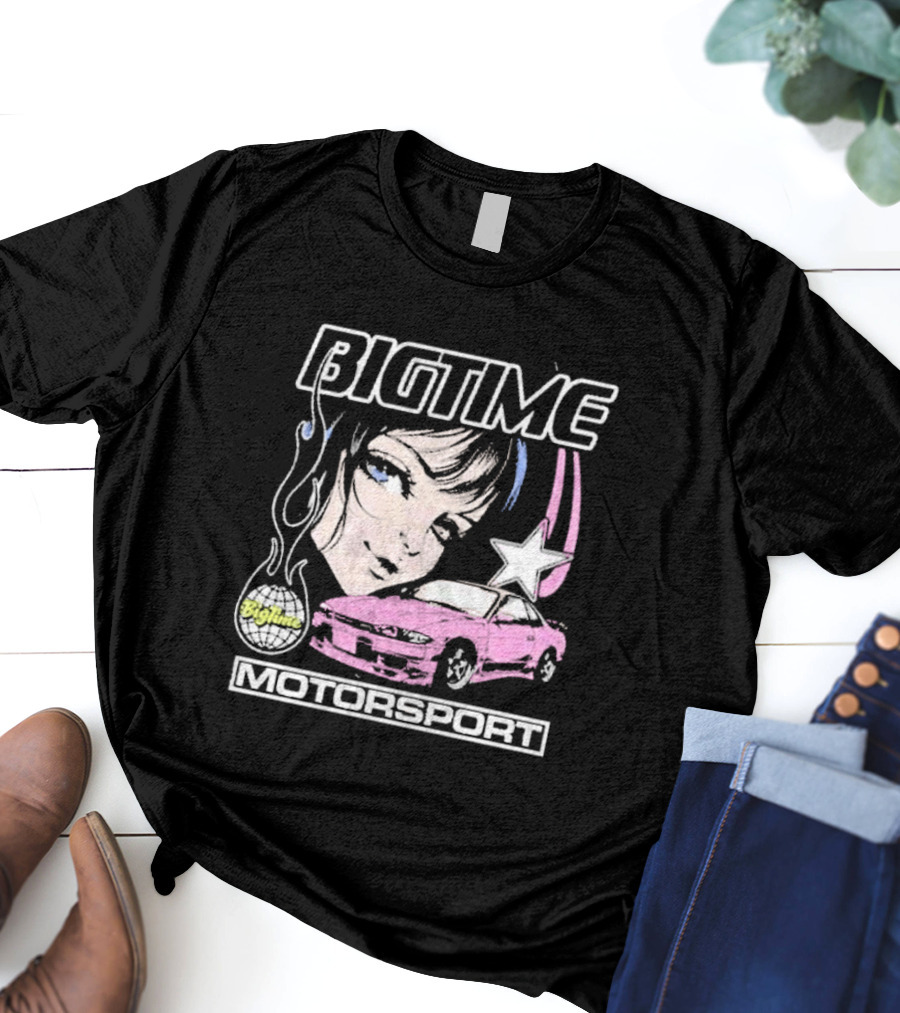 BIGTIME Motorsport Anime Car Girl Star T-Shirt
