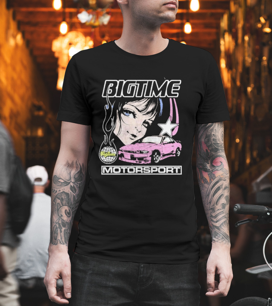 BIGTIME Motorsport Anime Car Girl Star T-Shirt