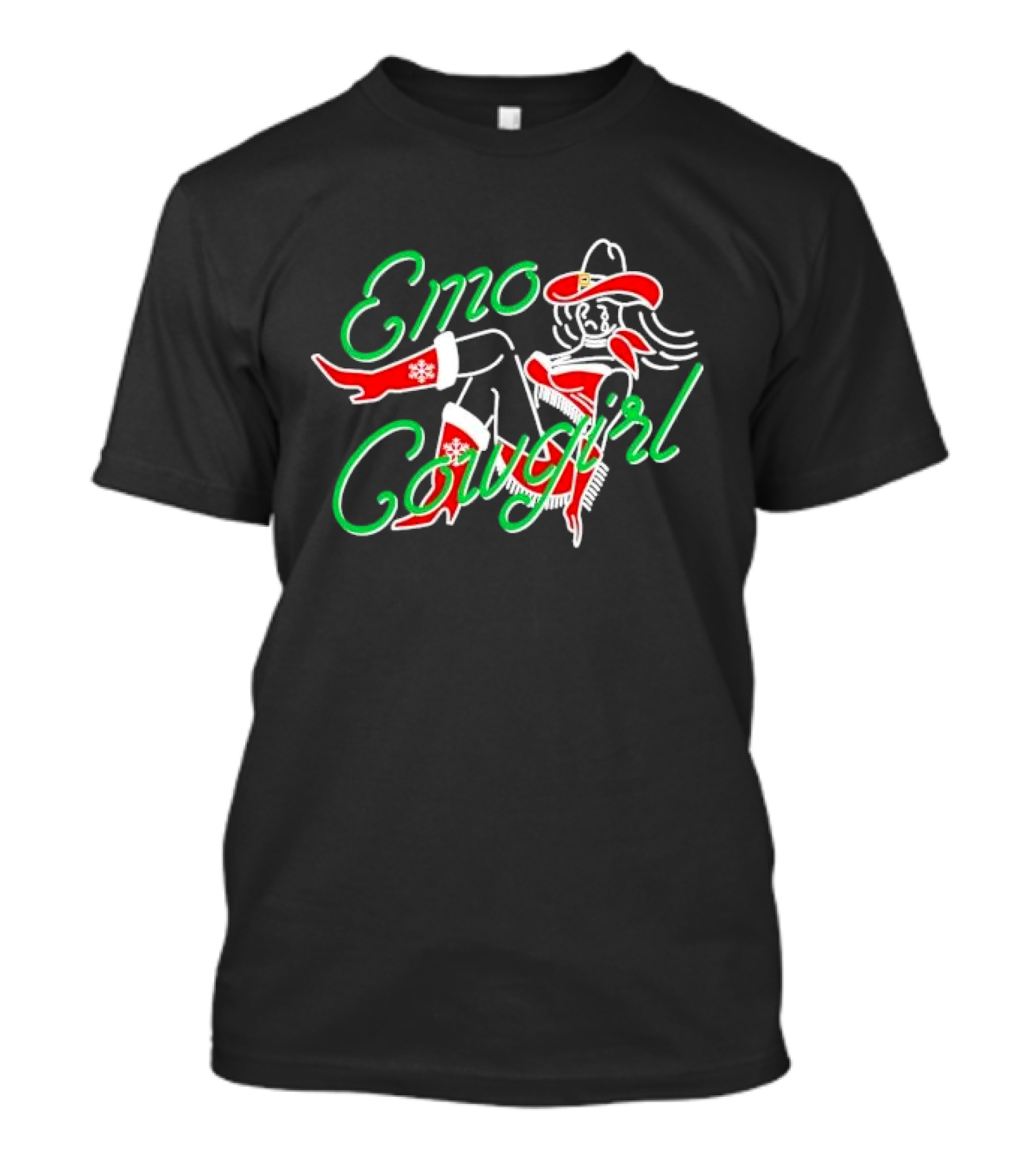 Emo Cowgirl Christmas Holiday T-Shirt