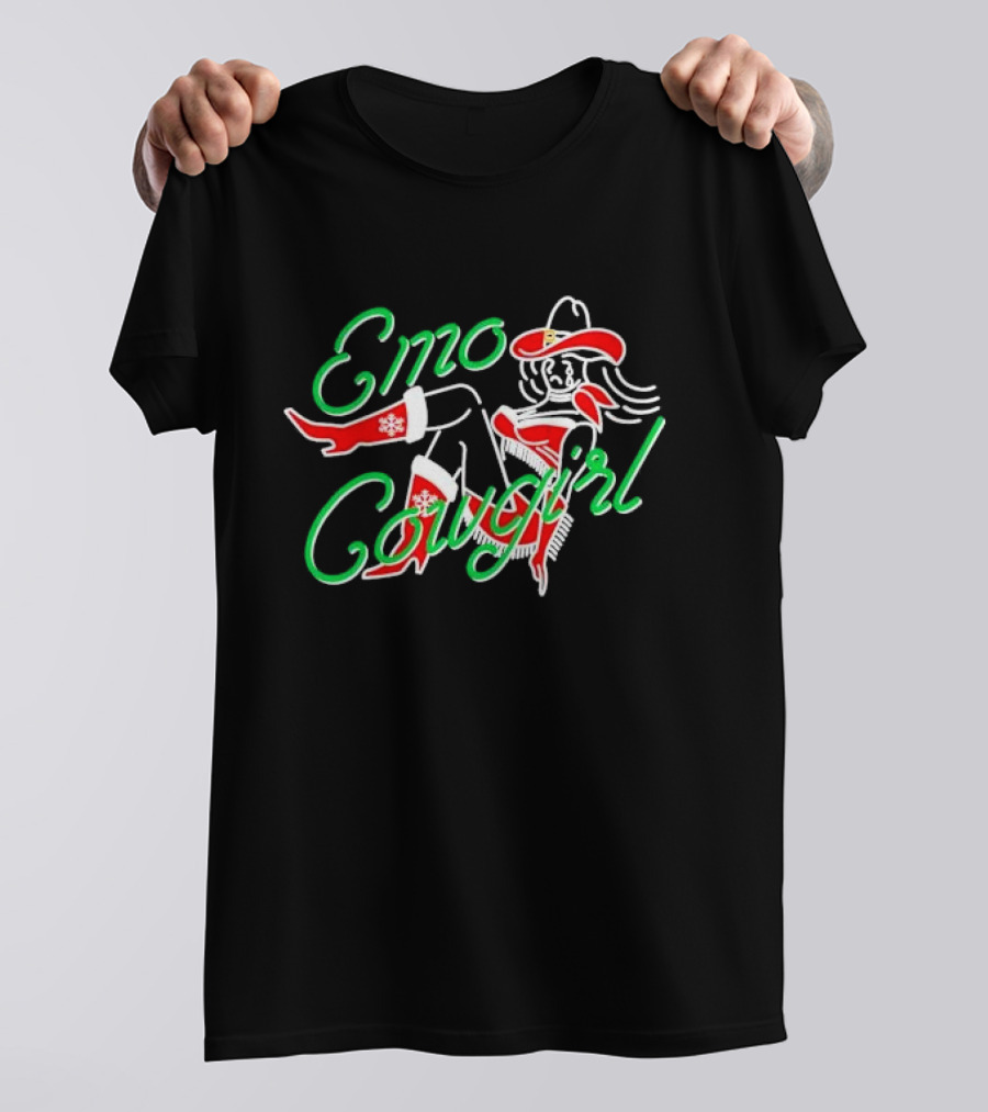 Emo Cowgirl Christmas Holiday T-Shirt