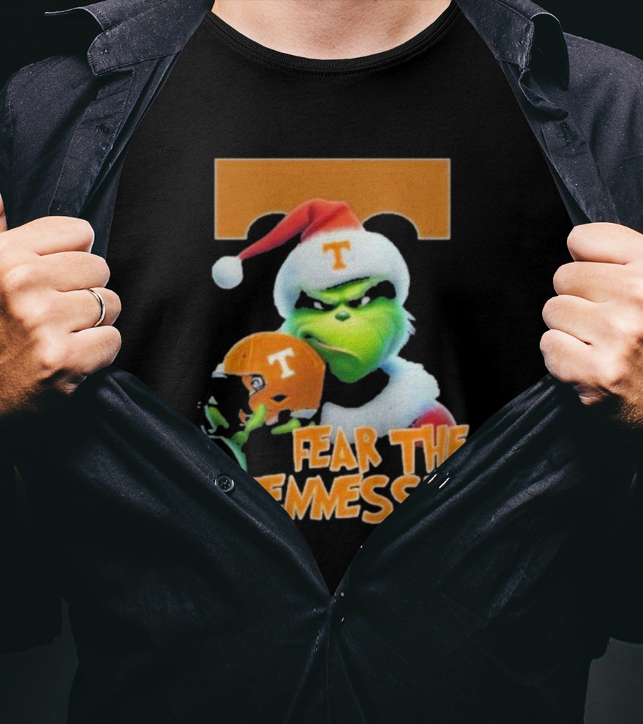 Fear The Tennessee Volunteers Grinch Football Helmets T-Shirt