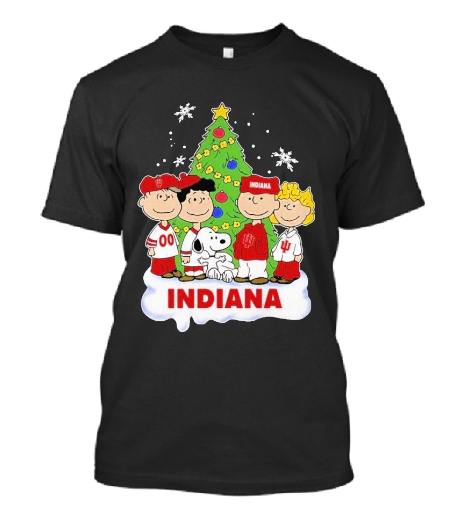 Indiana Hoosiers Snoopy Peanuts Christmas Tree Charlie Brown Lucy Linus T-Shirt