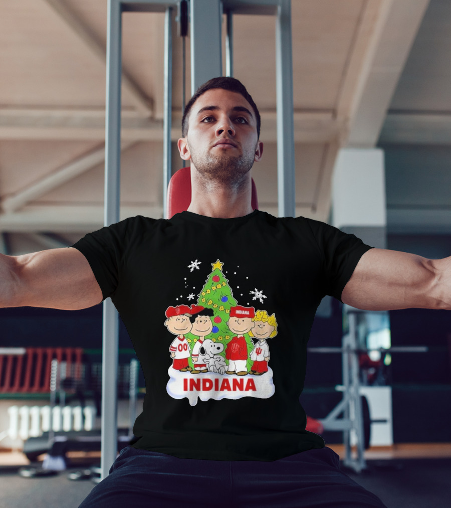 Indiana Hoosiers Snoopy Peanuts Christmas Tree Charlie Brown Lucy Linus T-Shirt