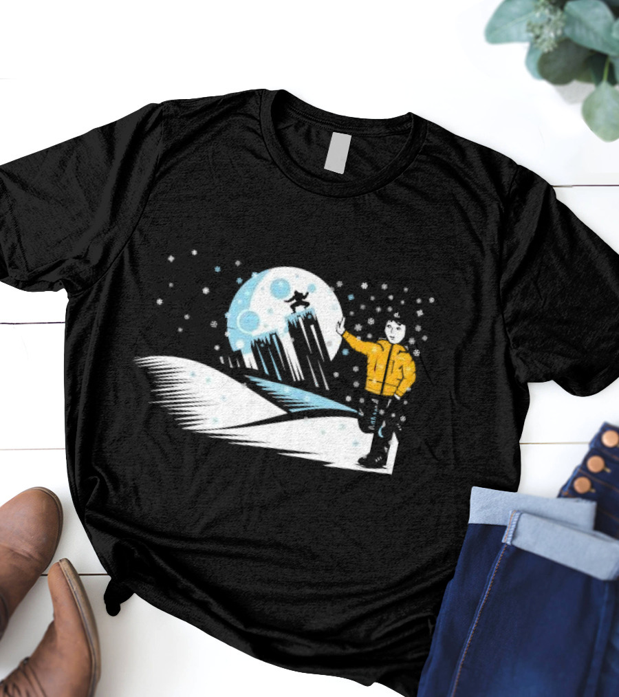 Winter Outdoors Daft Laddie Moon Snow Night Adventure T-Shirt