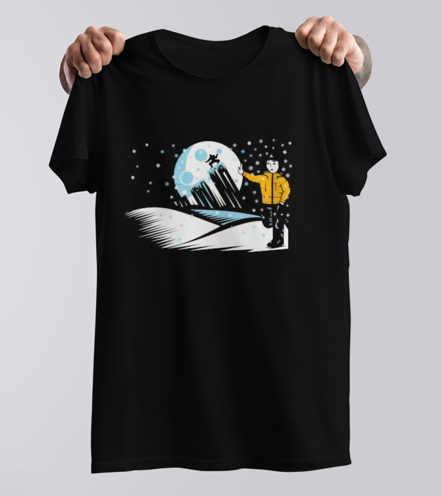 Winter Outdoors Daft Laddie Moon Snow Night Adventure T-Shirt