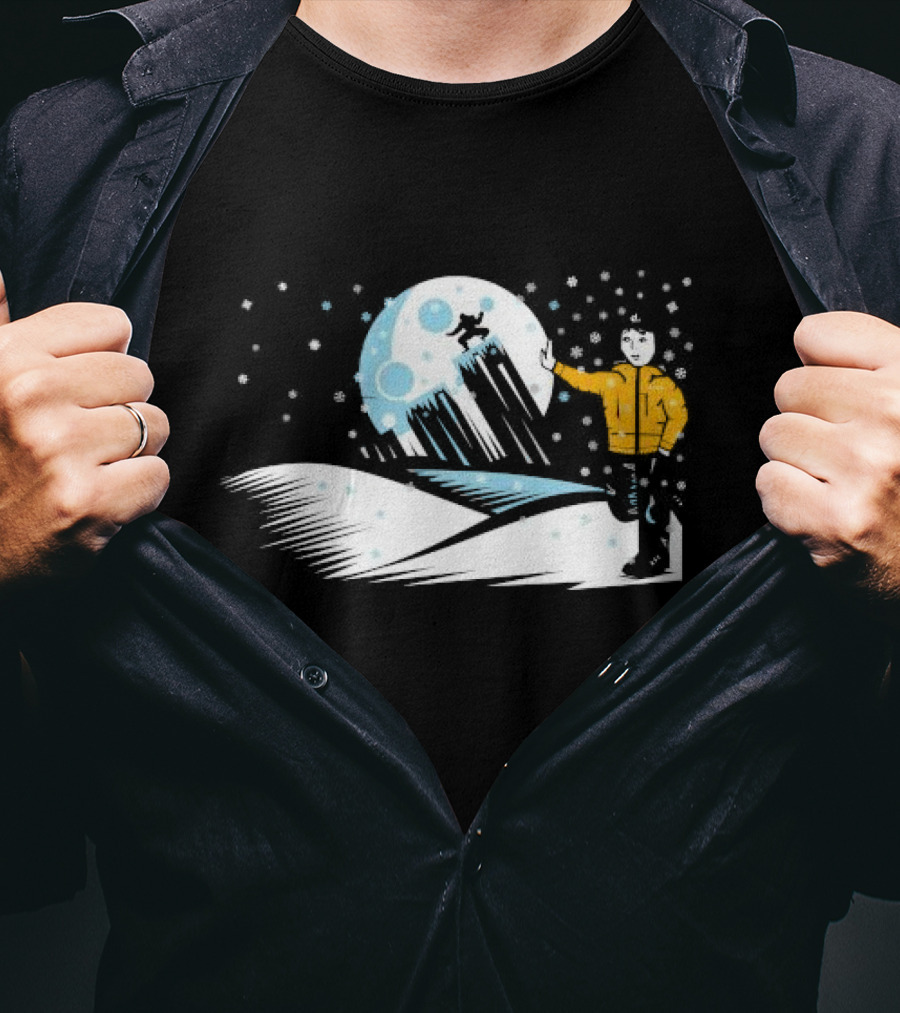 Winter Outdoors Daft Laddie Moon Snow Night Adventure T-Shirt