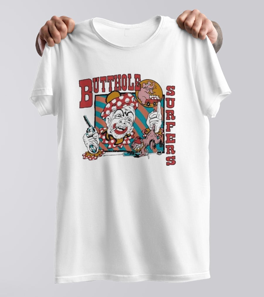Butthole Surfers Clown With Gun And Pig On Wheels T-Shirt