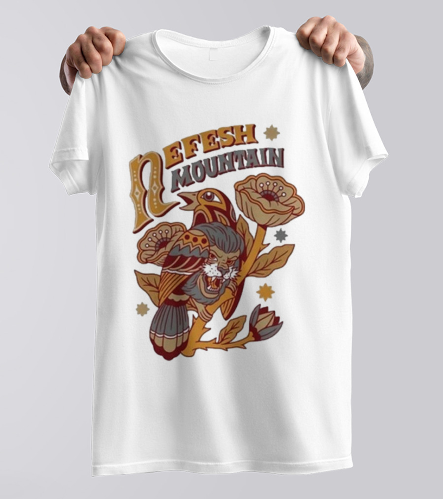 Nefesh Mountain Sparrow Vintage Floral Lion And Bird T-Shirt
