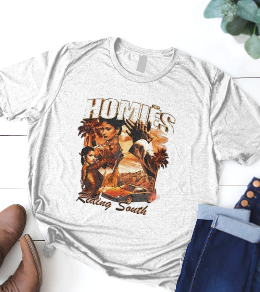 Homies Riding South Vintage Sunset Car Palms T-Shirt