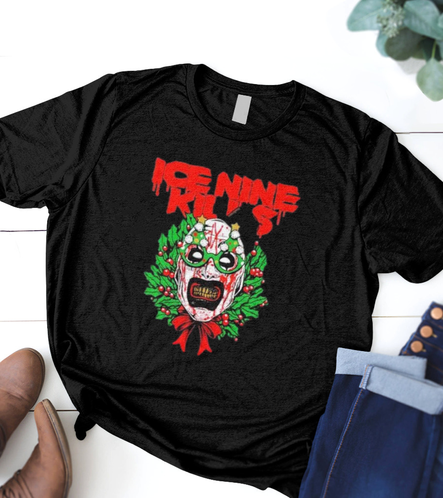 Ice Nine Kills Horror Christmas Wreath Mask T-Shirt