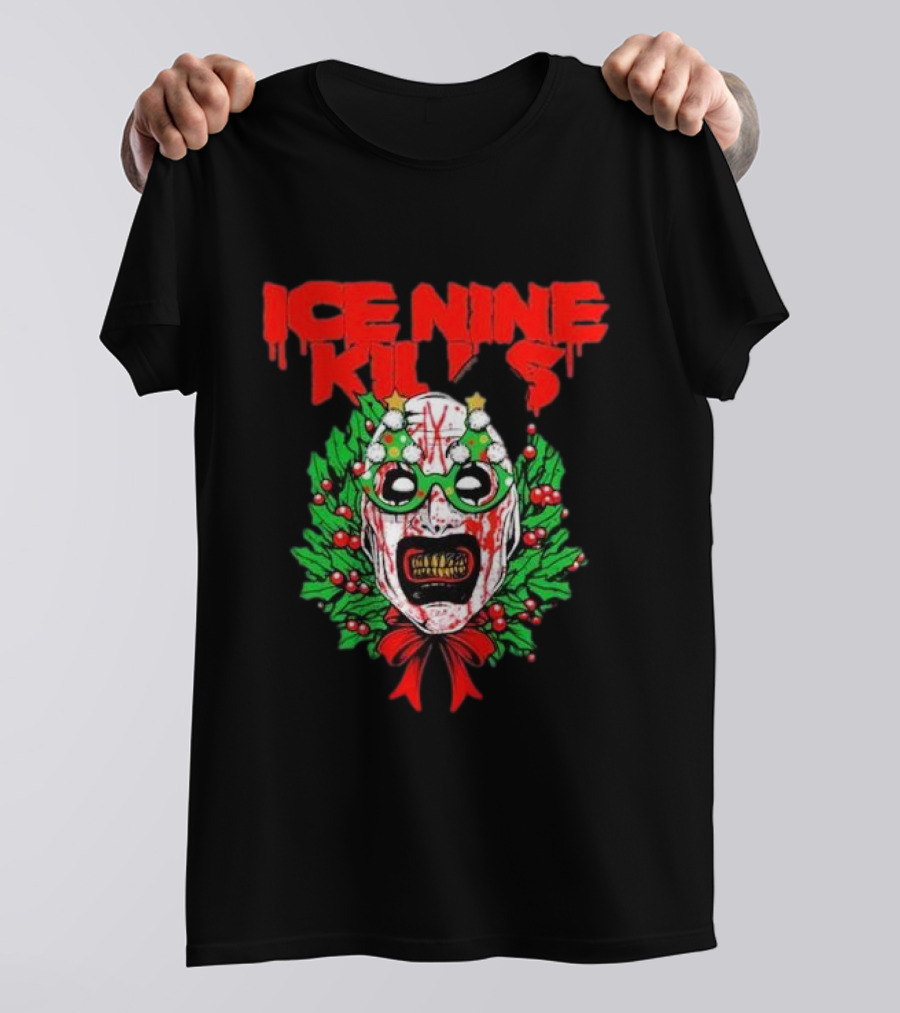 Ice Nine Kills Horror Christmas Wreath Mask T-Shirt