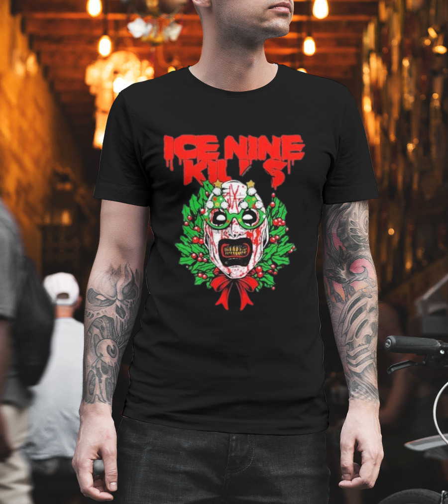 Ice Nine Kills Horror Christmas Wreath Mask T-Shirt
