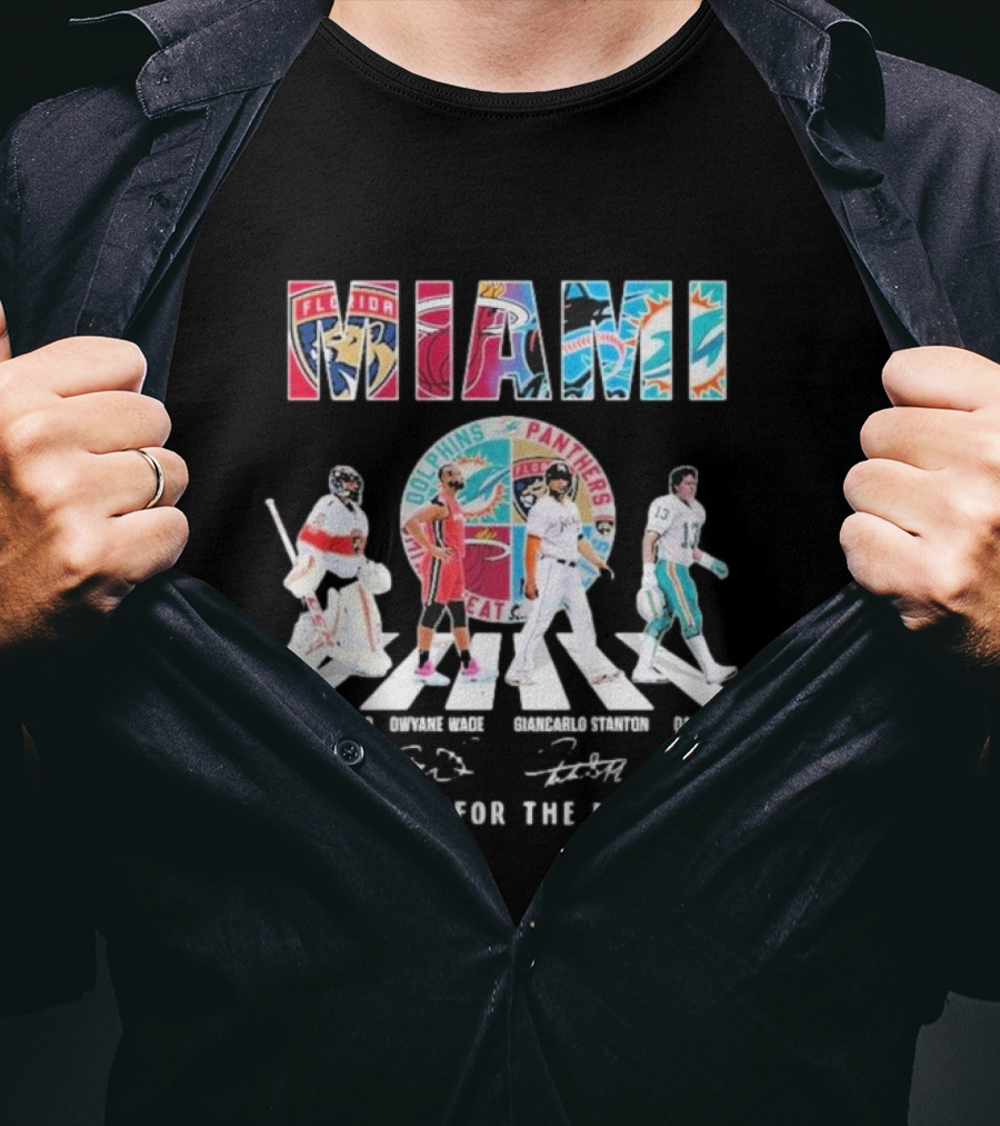 Miami Dolphins Panthers Heat Marlins Marino Luongo Wade Stanton Thank You For The Memories T-Shirt