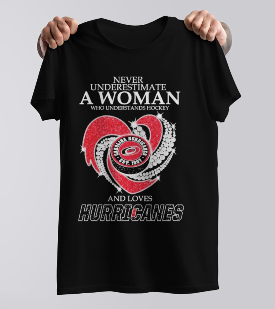 Never Underestimate A Woman Who Understands Hockey And Loves Carolina Hurricanes Est. 1997 T-Shirt