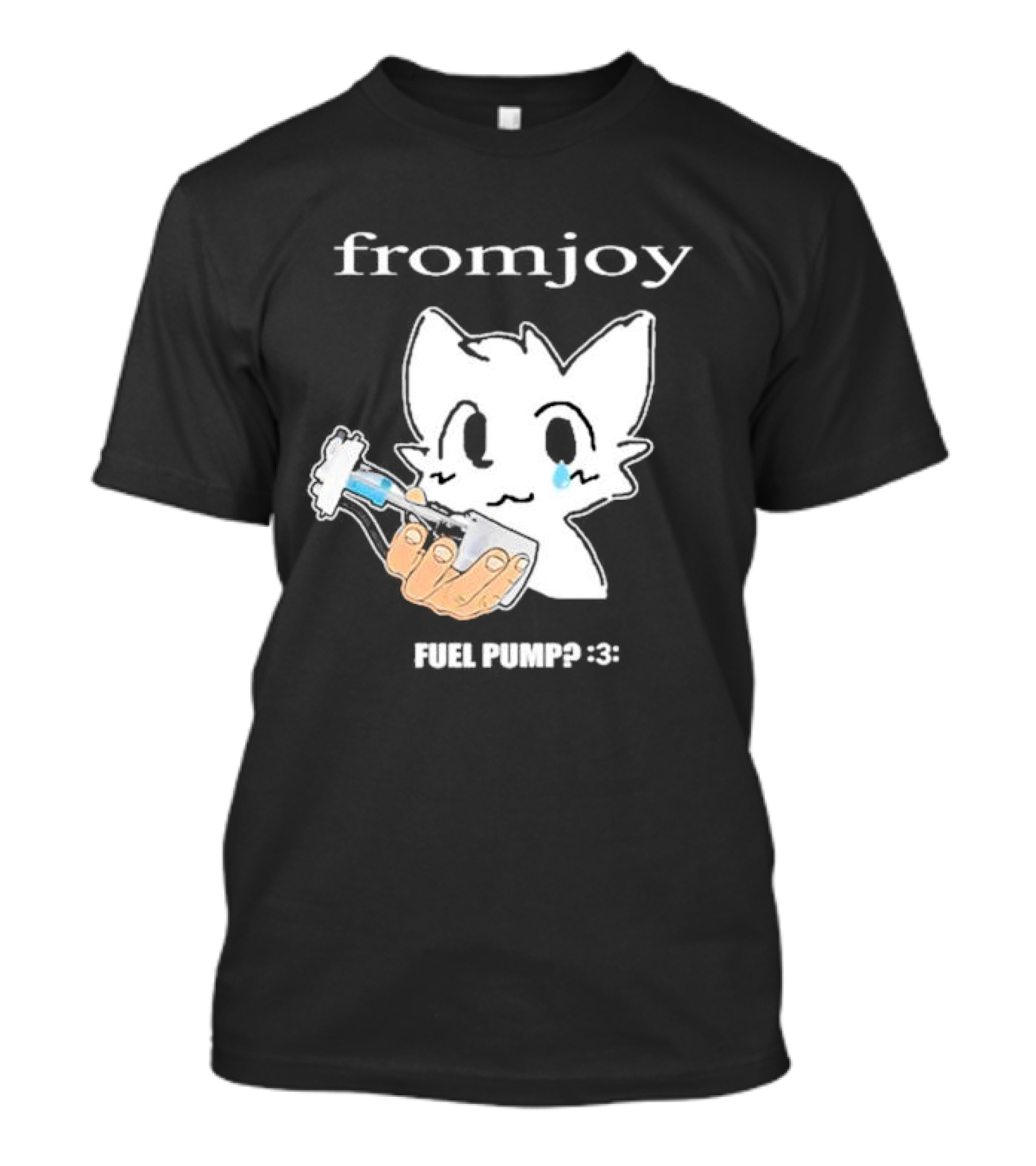 Fromjoy Fuel Pump Cute Cartoon With Tearful Cat Face T-Shirt