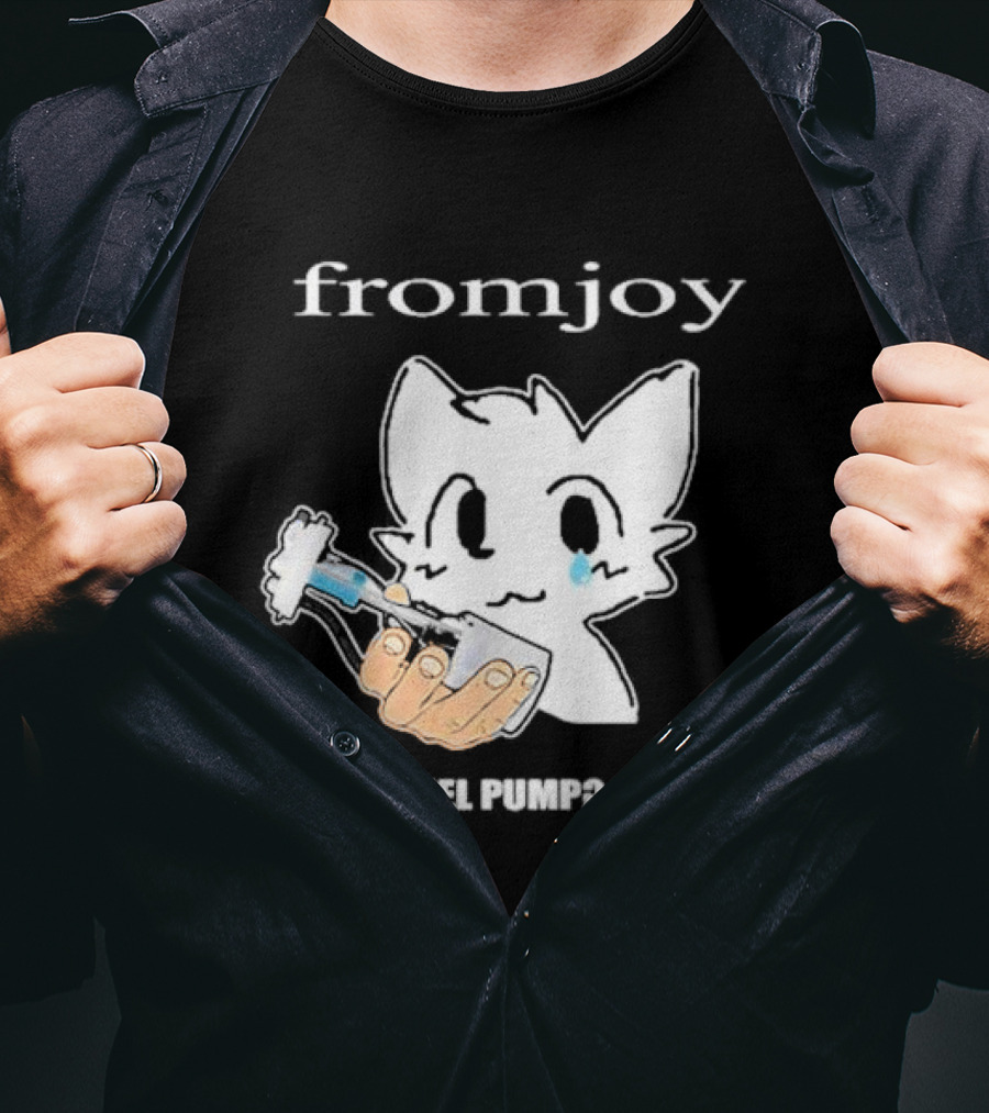 Fromjoy Fuel Pump Cute Cartoon With Tearful Cat Face T-Shirt