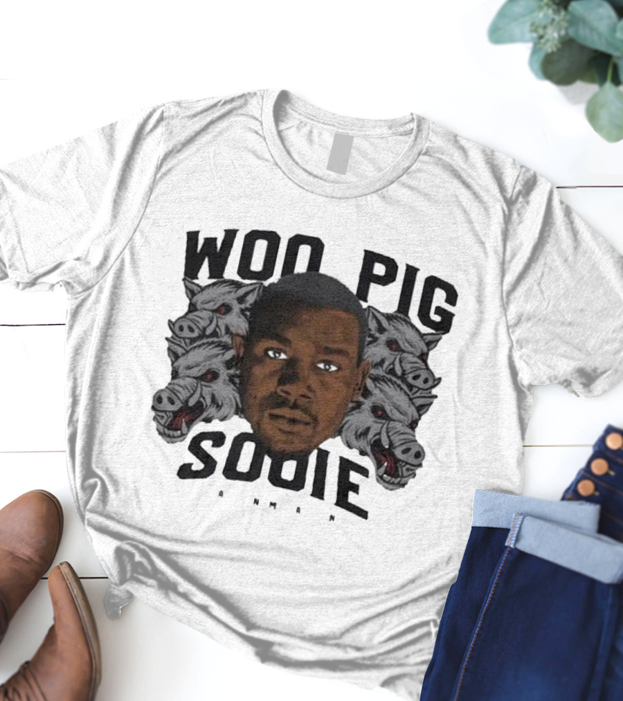 Woo Pig Sooie Darren McFadden Portrait With Razorback Heads T-Shirt