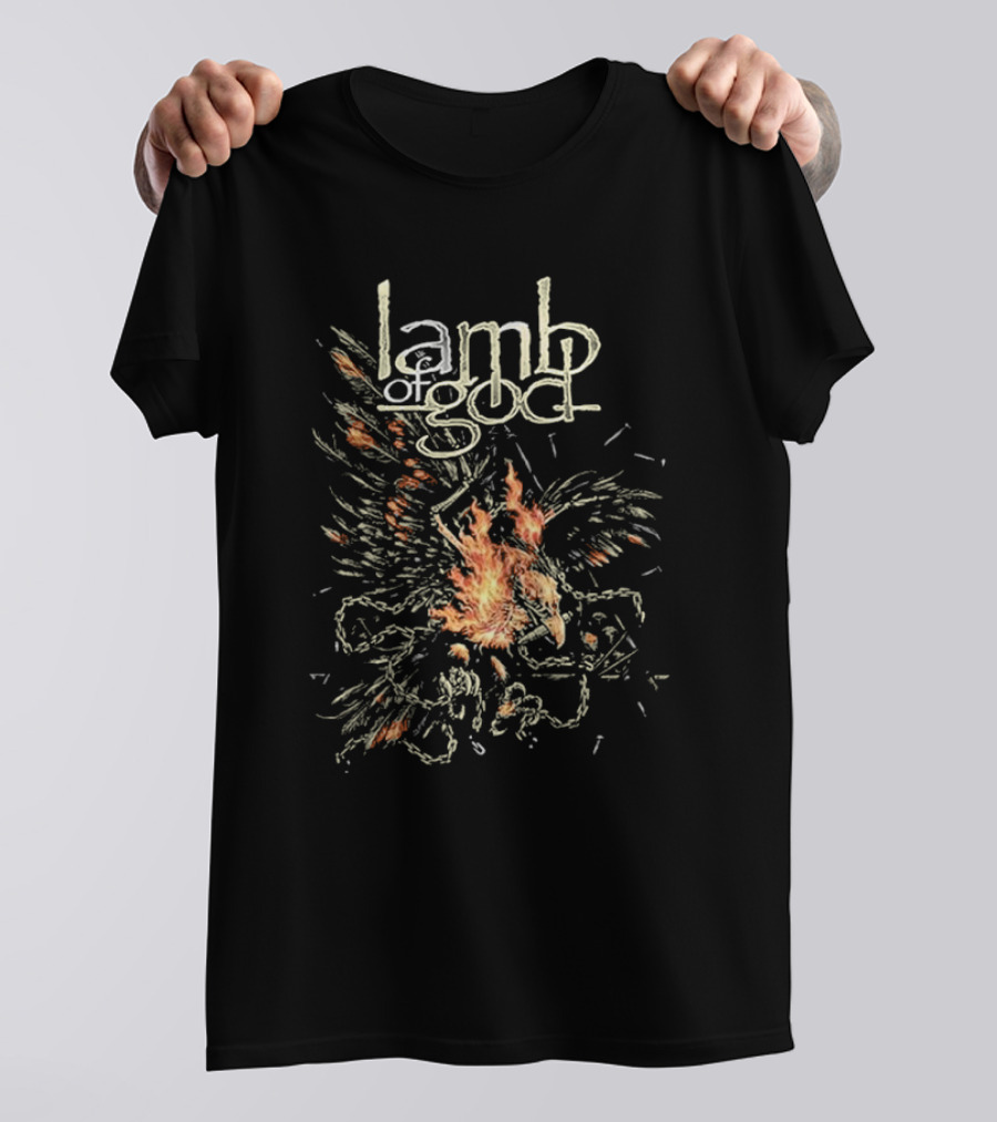 Lamb Of God Flaming Phoenix With Chains T-Shirt