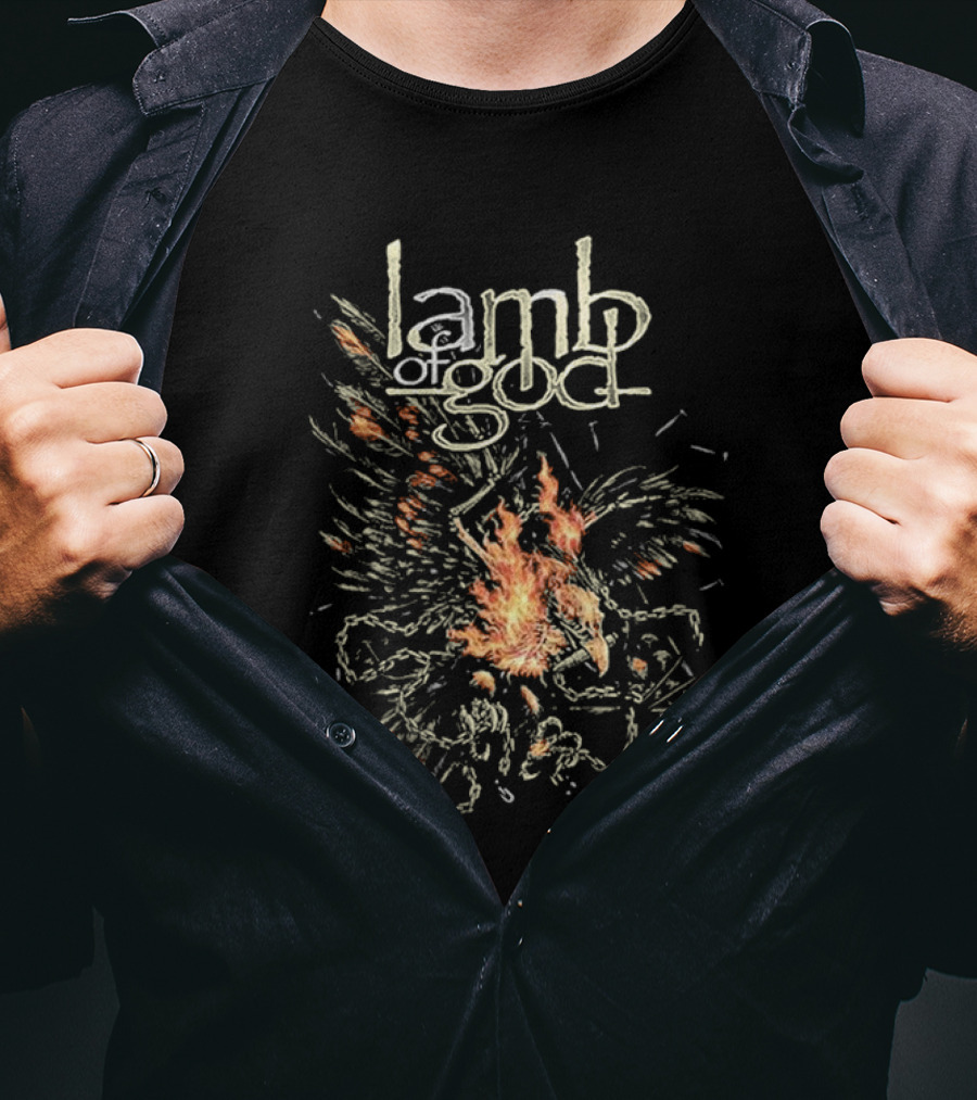 Lamb Of God Flaming Phoenix With Chains T-Shirt