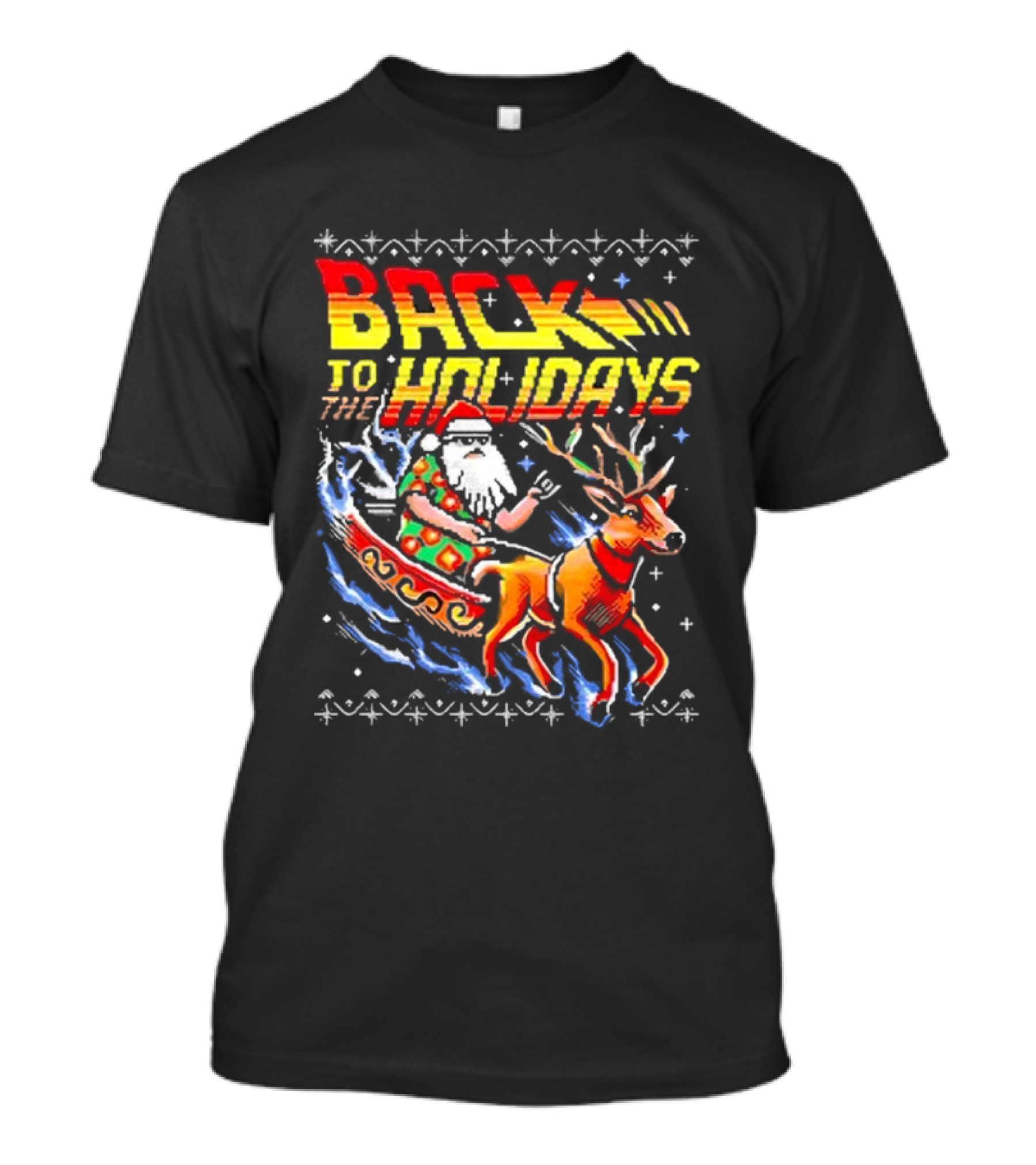 BACK TO THE HOLIDAYS Santa In His Sleigh X Back To The Future Ugly Christmas T-Shirt