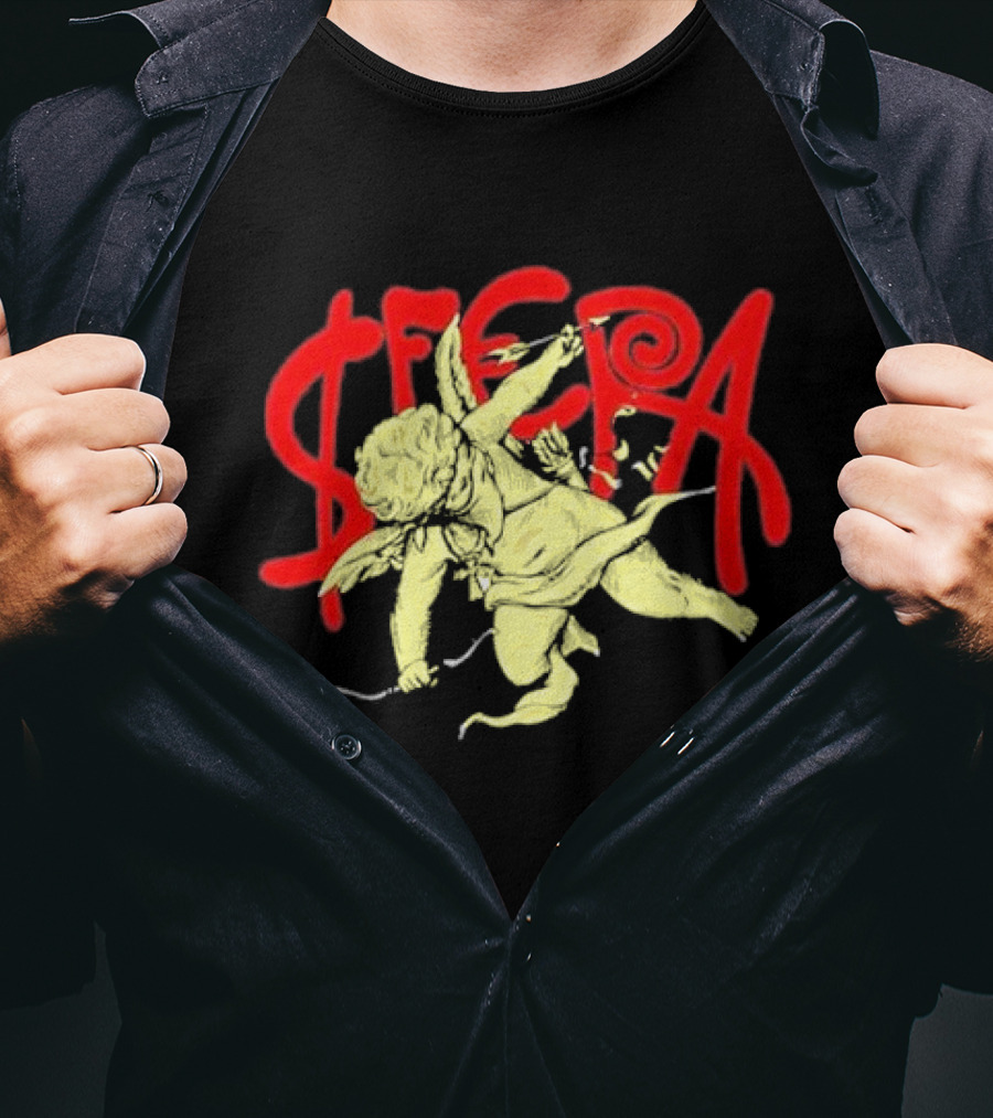 Sfera Ebbasta Cupido Cherub Red Lettering T-Shirt