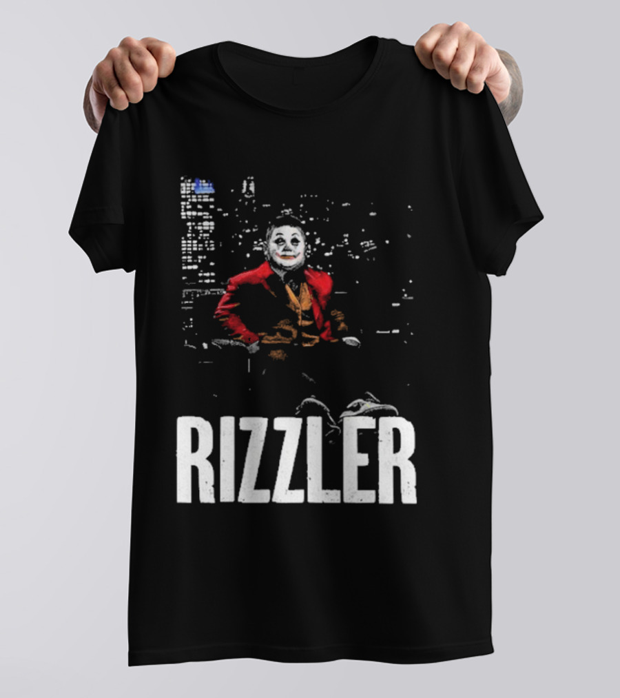Rizzler Shitheadsteve Joker Style Cityscape Background T-Shirt