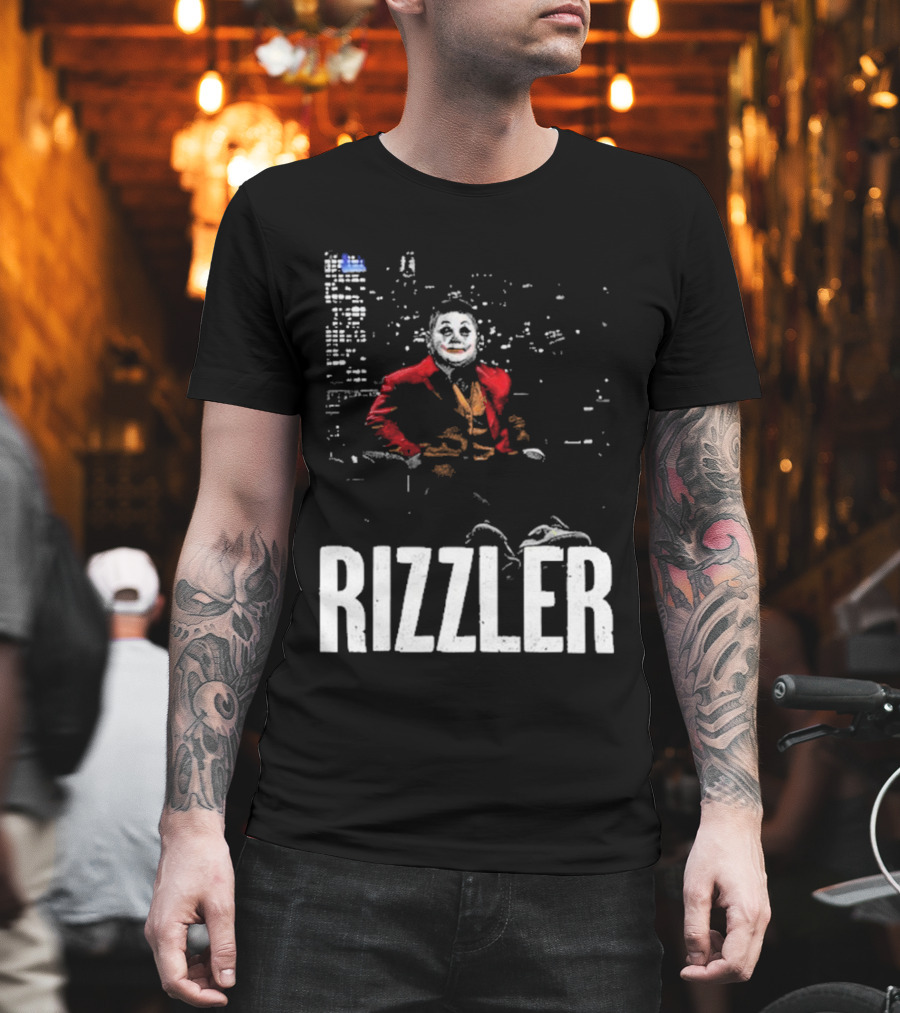 Rizzler Shitheadsteve Joker Style Cityscape Background T-Shirt