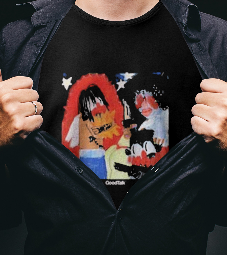 Gigi Goodtalk Skaiwater Artwork With Stars And Cartoon Figures T-Shirt