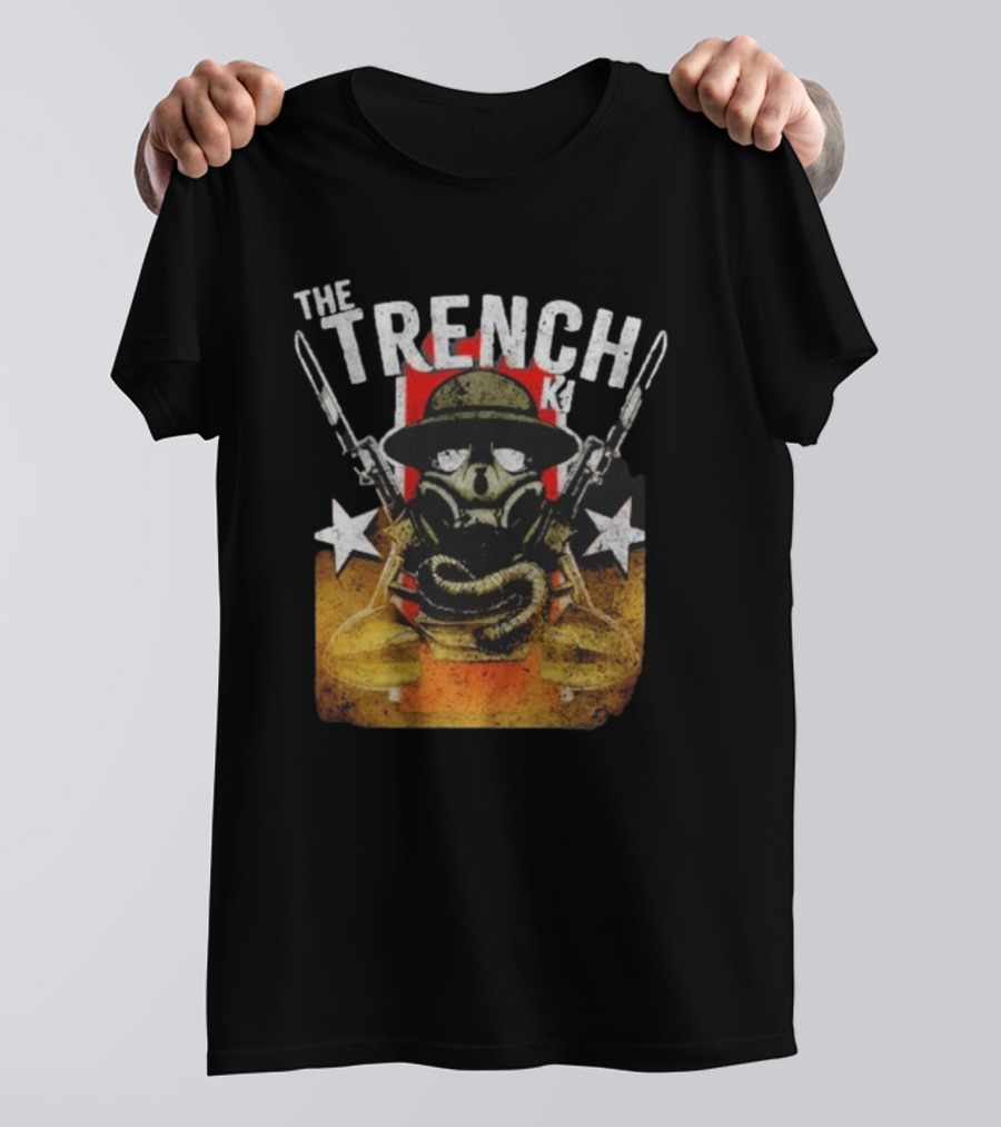 The Fat Electrician The Trench King Soldier Gas Mask Stars T-Shirt
