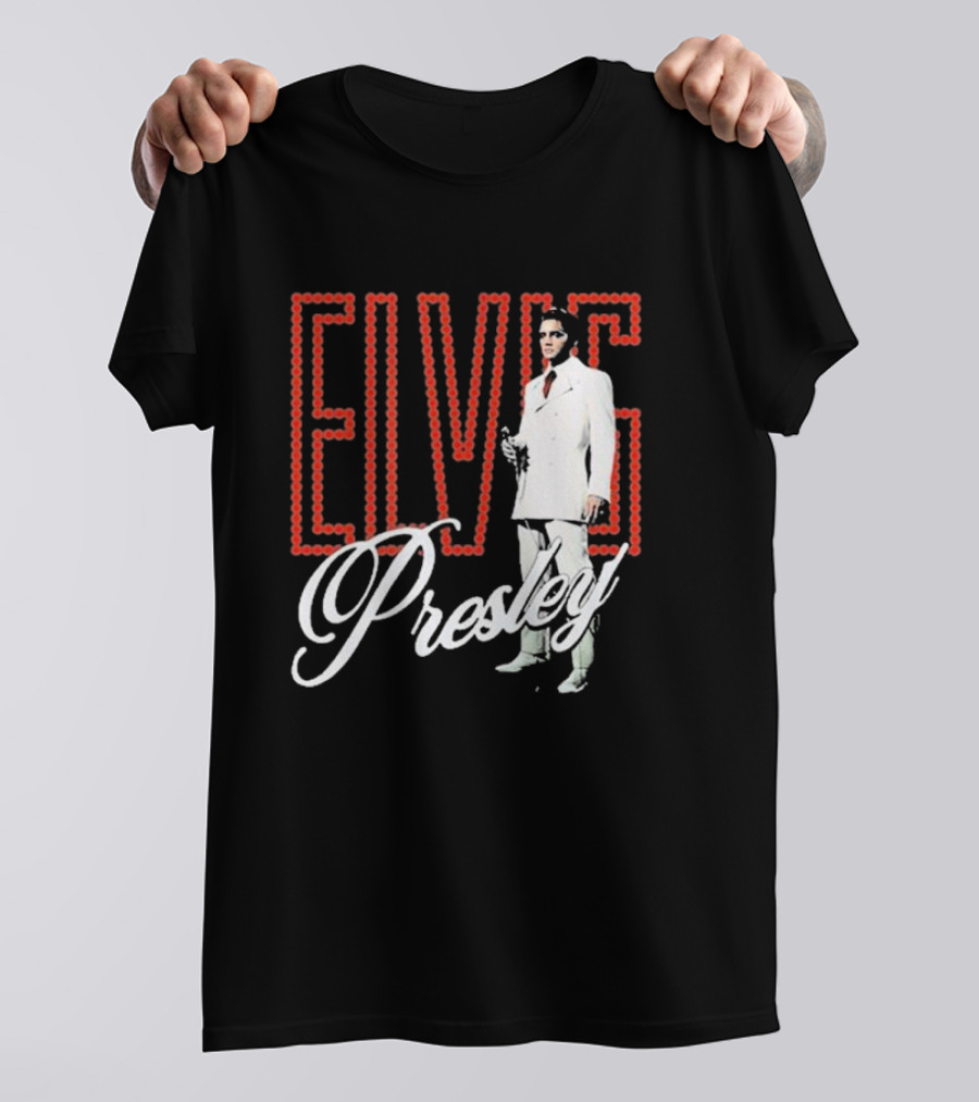 Elvis Presley White Suit Retro Lights T-Shirt