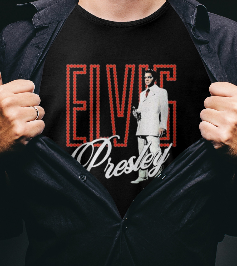 Elvis Presley White Suit Retro Lights T-Shirt