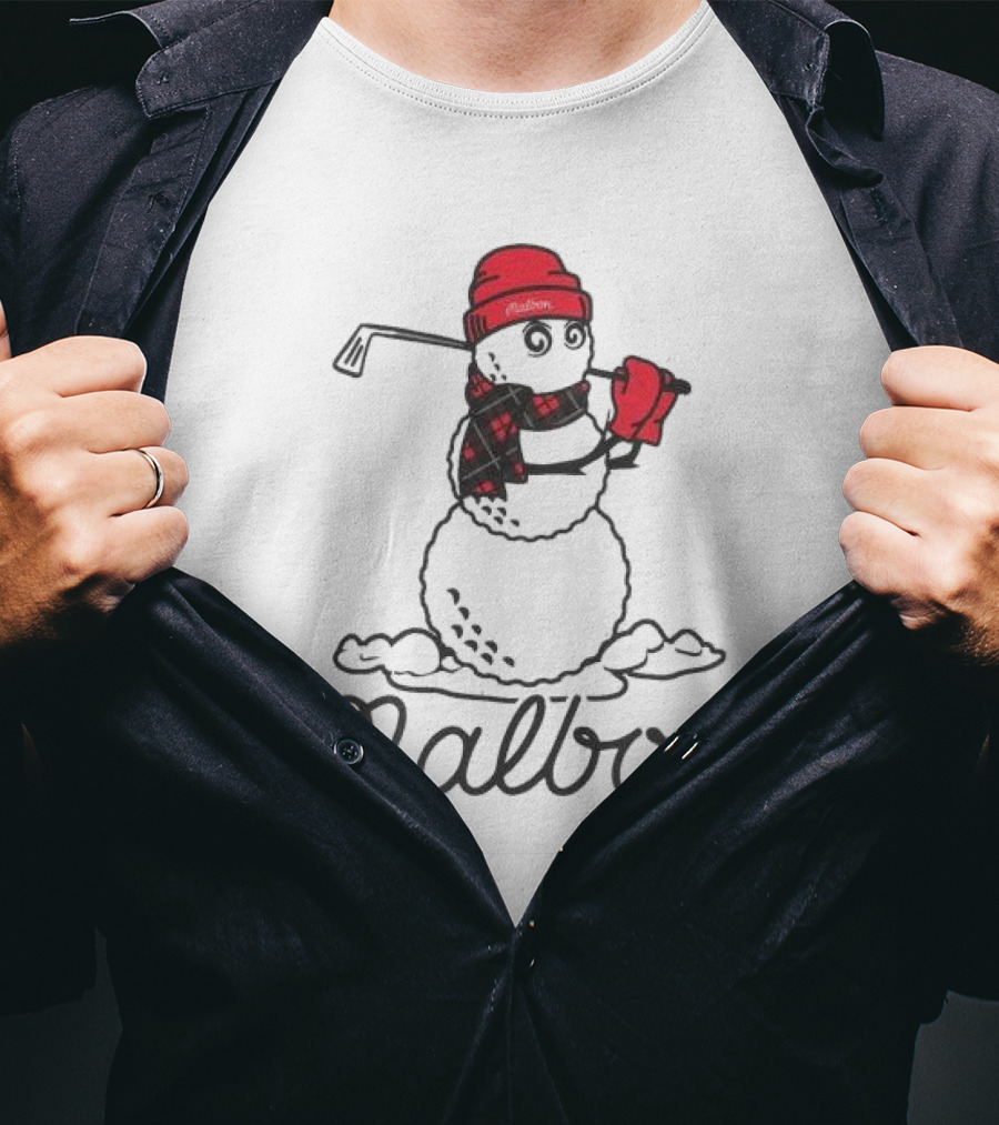 Malbon Snowman Golf Winter Hat Scarf T-Shirt