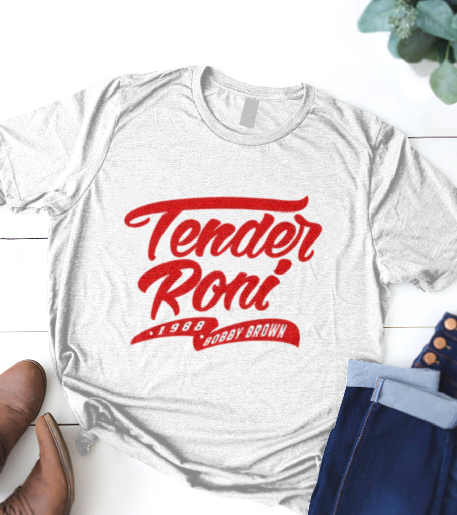 Tender Roni 1988 Bobby Brown Bold Red Lettering T-Shirt