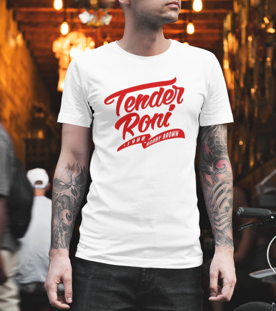 Tender Roni 1988 Bobby Brown Bold Red Lettering T-Shirt