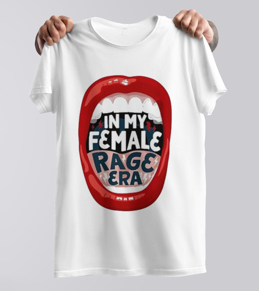 The Reswiftance In My Female Rage Era Red Lips Bold Typography T-Shirt
