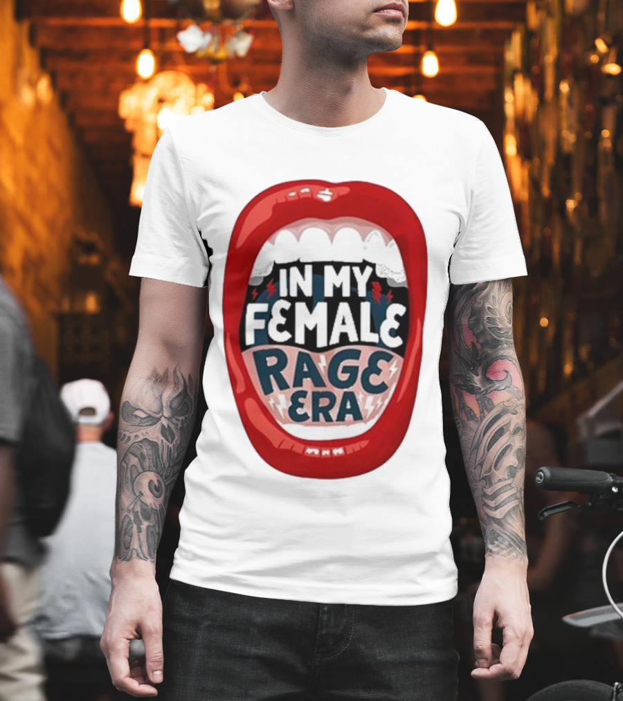 The Reswiftance In My Female Rage Era Red Lips Bold Typography T-Shirt