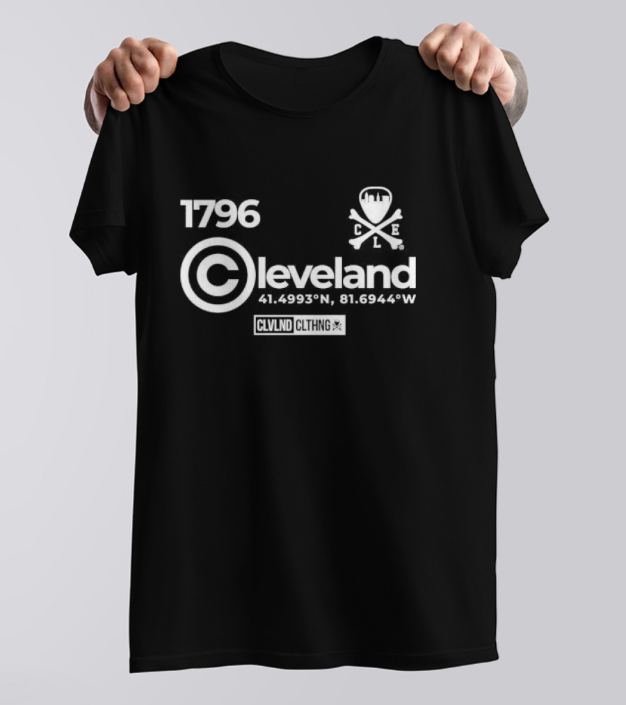 1796 Copyright Cleveland CLVNLD CLTHNG Coordinates 41.4993°N 81.6944°W CLE T-Shirt