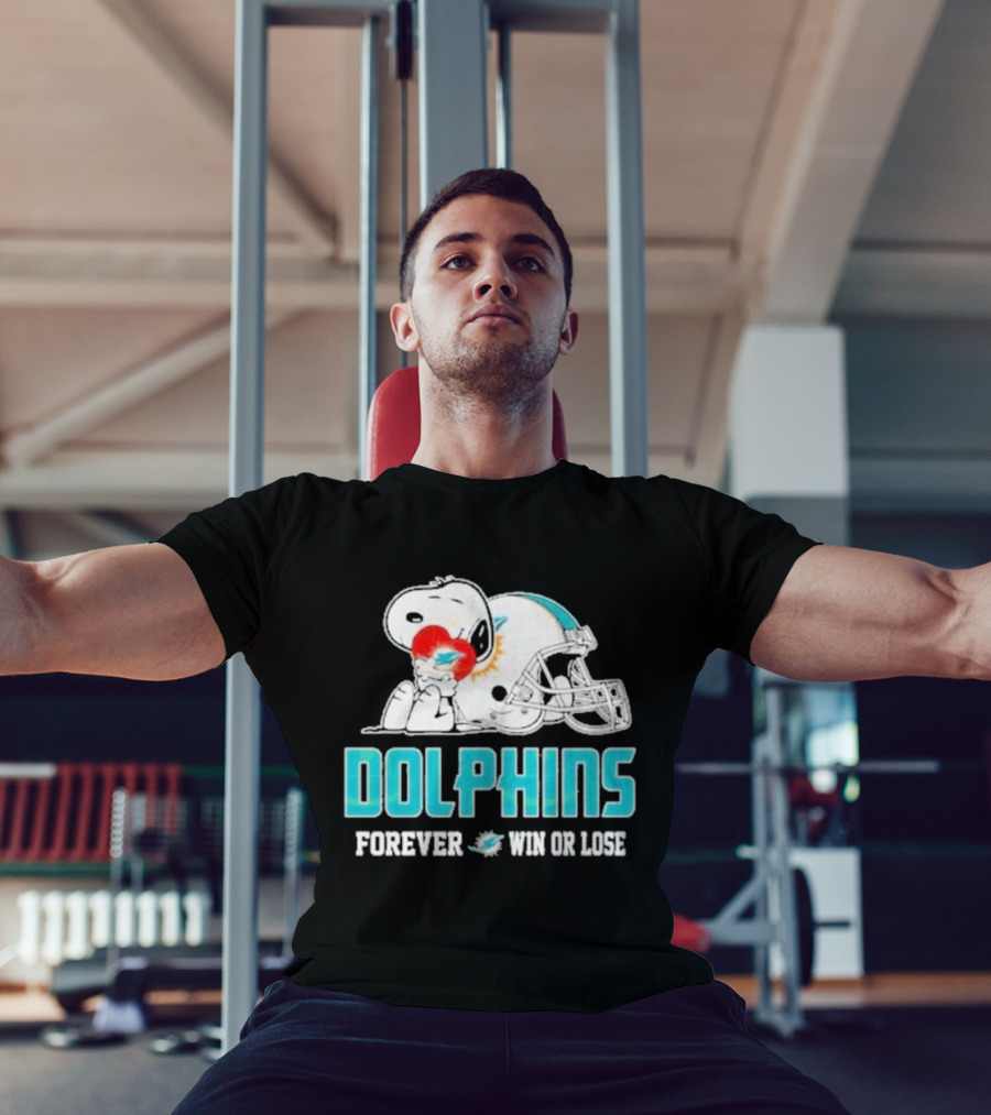 Dolphins Forever Win Or Lose Snoopy Miami Helmet T-Shirt