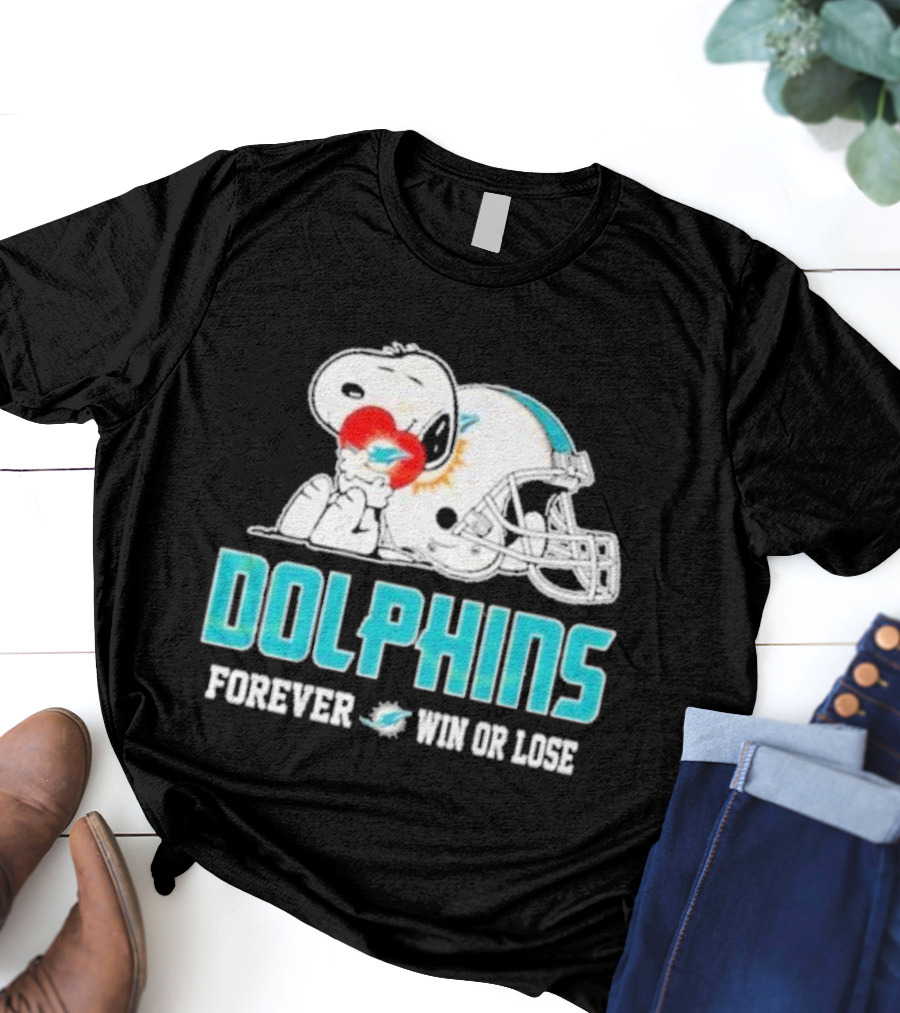 Dolphins Forever Win Or Lose Snoopy Miami Helmet T-Shirt