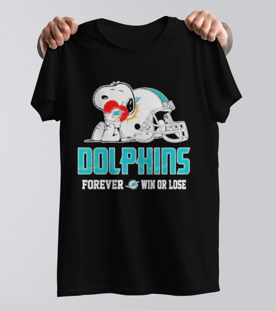 Dolphins Forever Win Or Lose Snoopy Miami Helmet T-Shirt