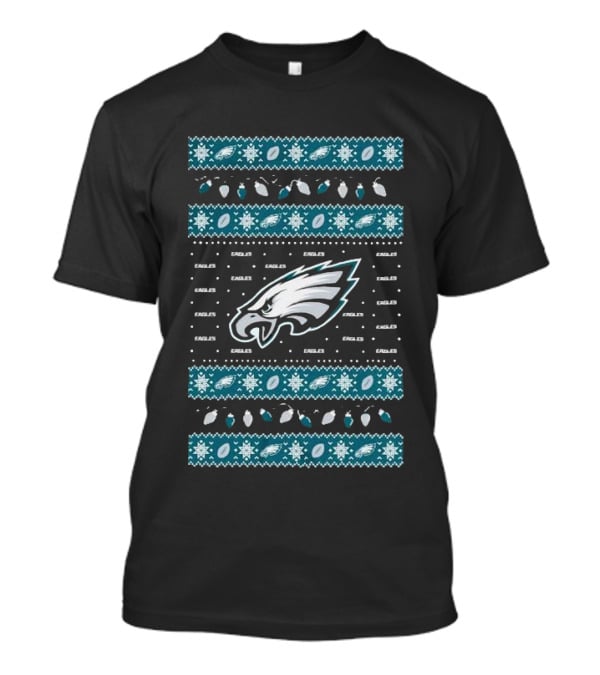 Philadelphia Eagles Holiday Lights Eagles Logo Merry Christmas T-Shirt