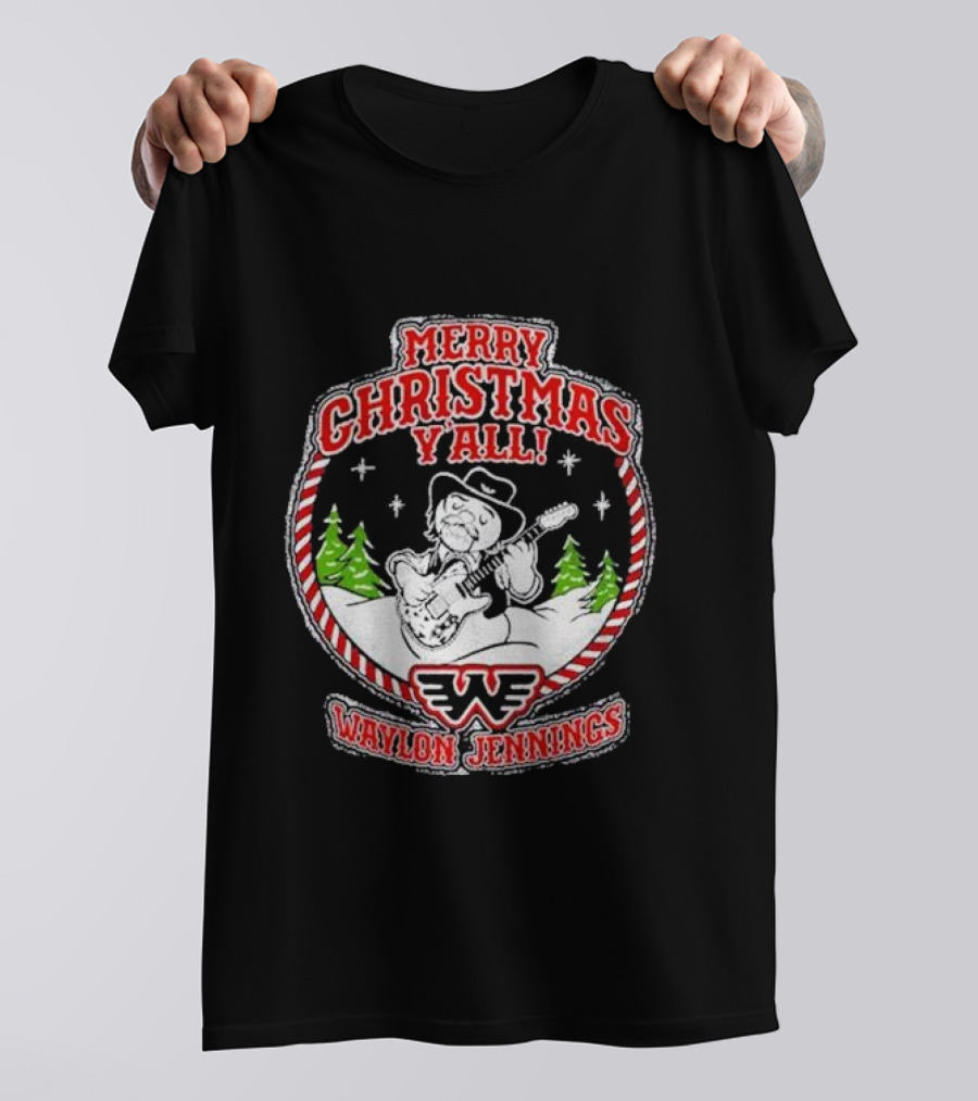 Merry Christmas Y'all Waylon Jennings T-Shirt