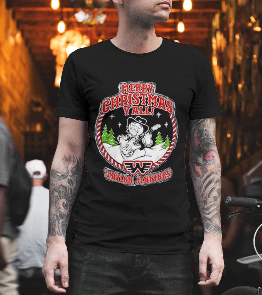 Merry Christmas Y'all Waylon Jennings T-Shirt