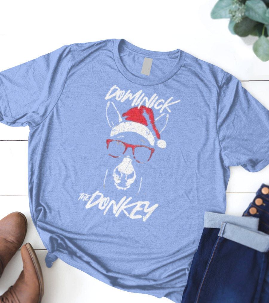 Dominick The Donkey Santa Hat Christmas Holiday T-Shirt